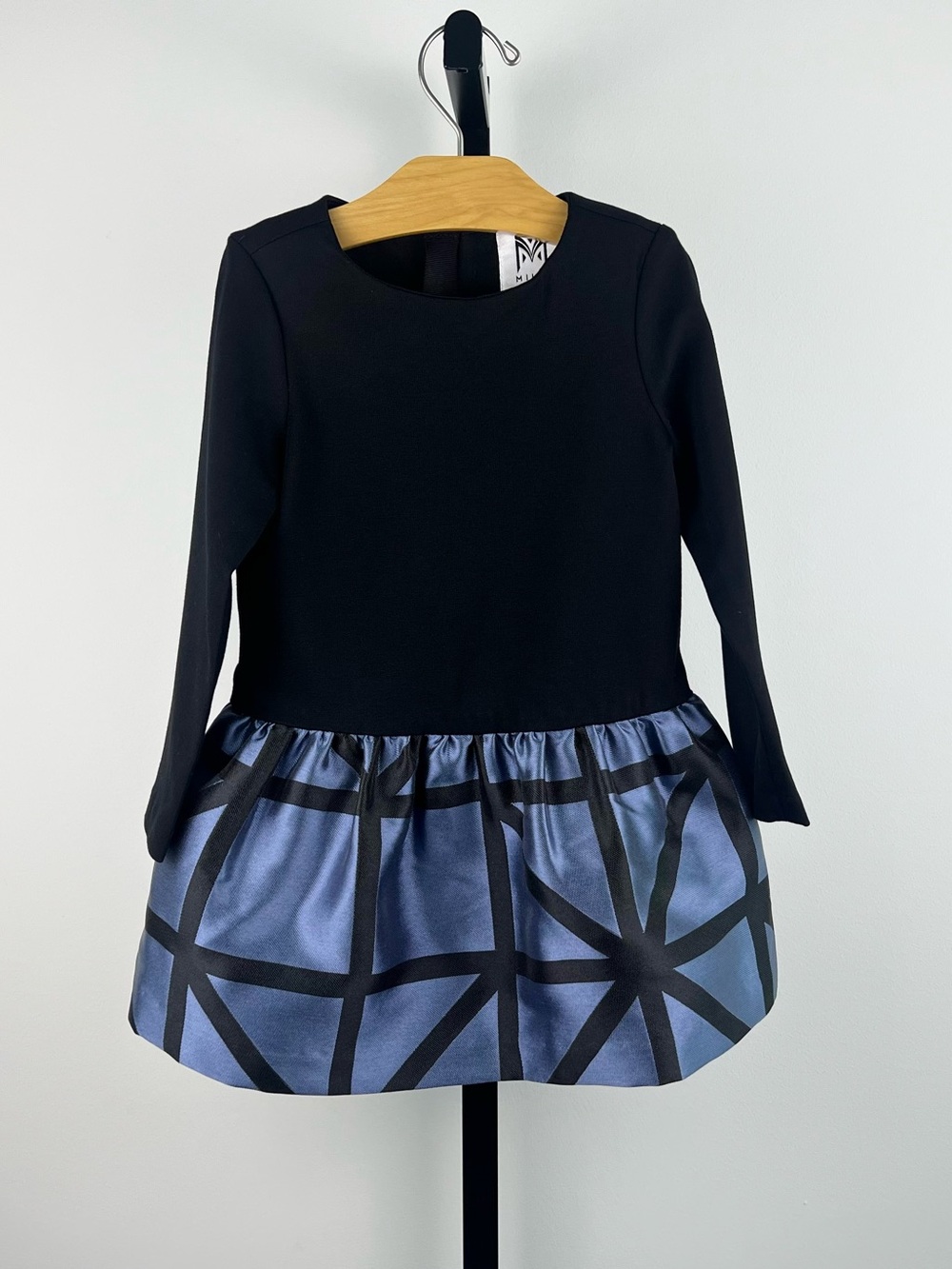 Milly Minis Girls Geometric Pattern Dress, Black/Blue, 4/5Y